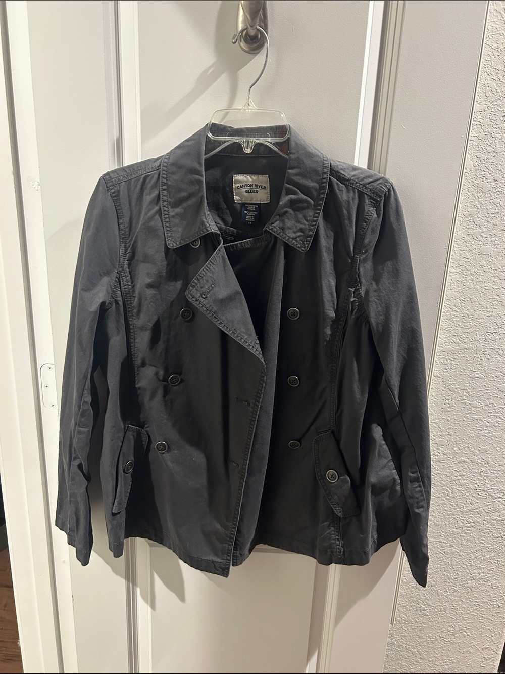 Canyon River Blues Women's Black Double-Breasted Trench Jacket